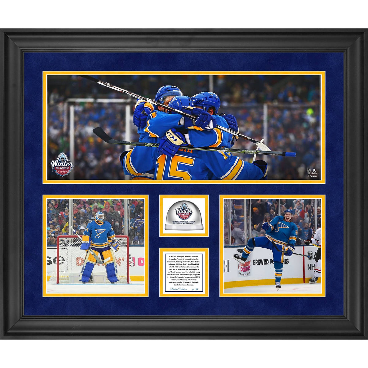 St. Louis Blues Framed 3-Photograph Collage with Game-Used Ice F134