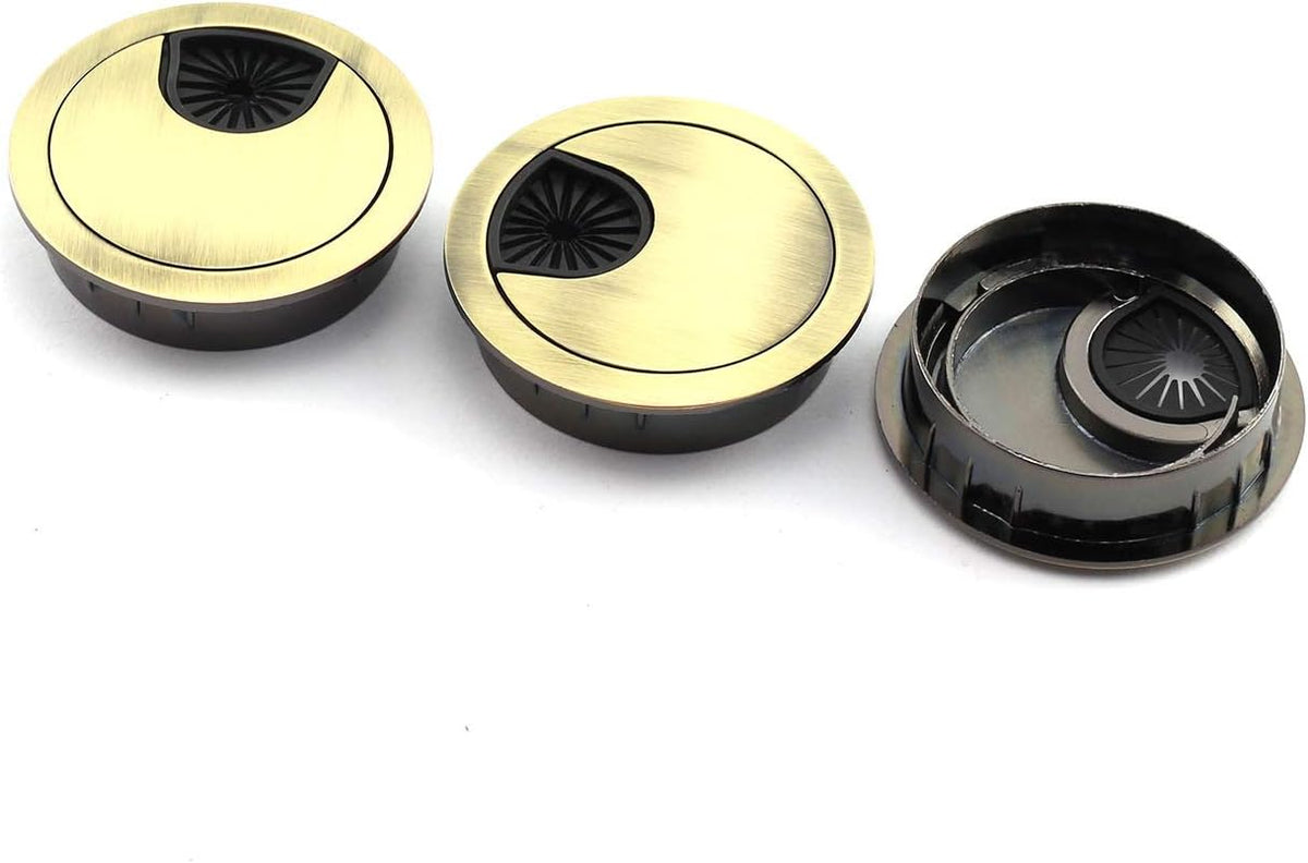 3pcs 50mm Zinc Alloy Desk Grommet Black S53001