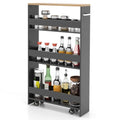 4-Tier Rolling Storage Cart with Handle & Wooden Top (White & Natural) J271257