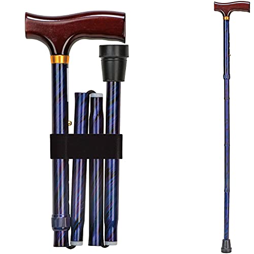 Folding Adjustable Wood Handle Cane D34151