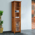 Oak-Finish Linen Tower Storage Cabinet X44507