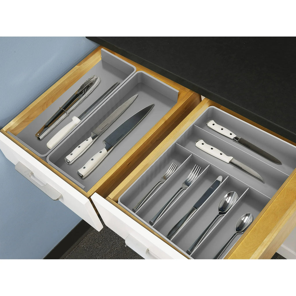 9 Compartment Expandable Cutlery Tray, Gray Z380