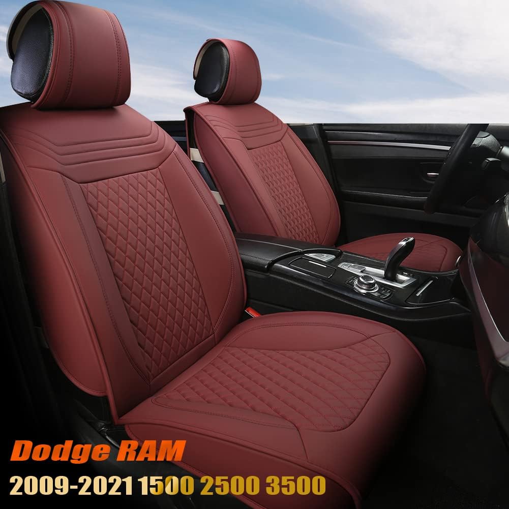 Red Faux Leather Front Seat Covers M2321