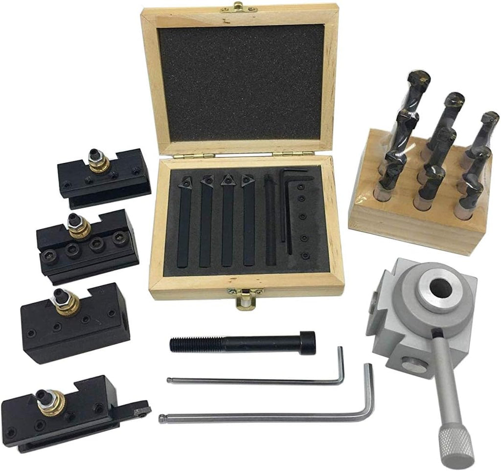 Quick Change Tool Post Holder Set with Boring Bar and Carbide Inserts D238139