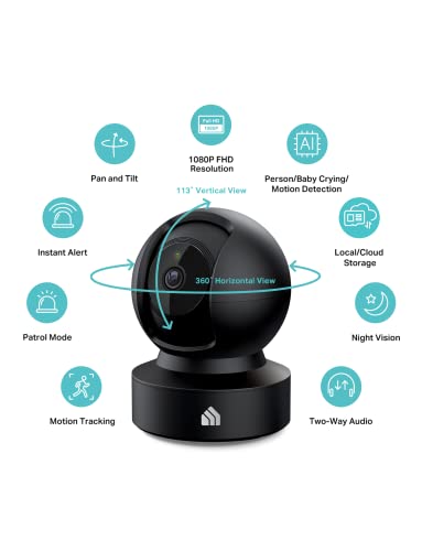 2K QHD Security Camera Pan/Tilt with Color Night Vision E9165