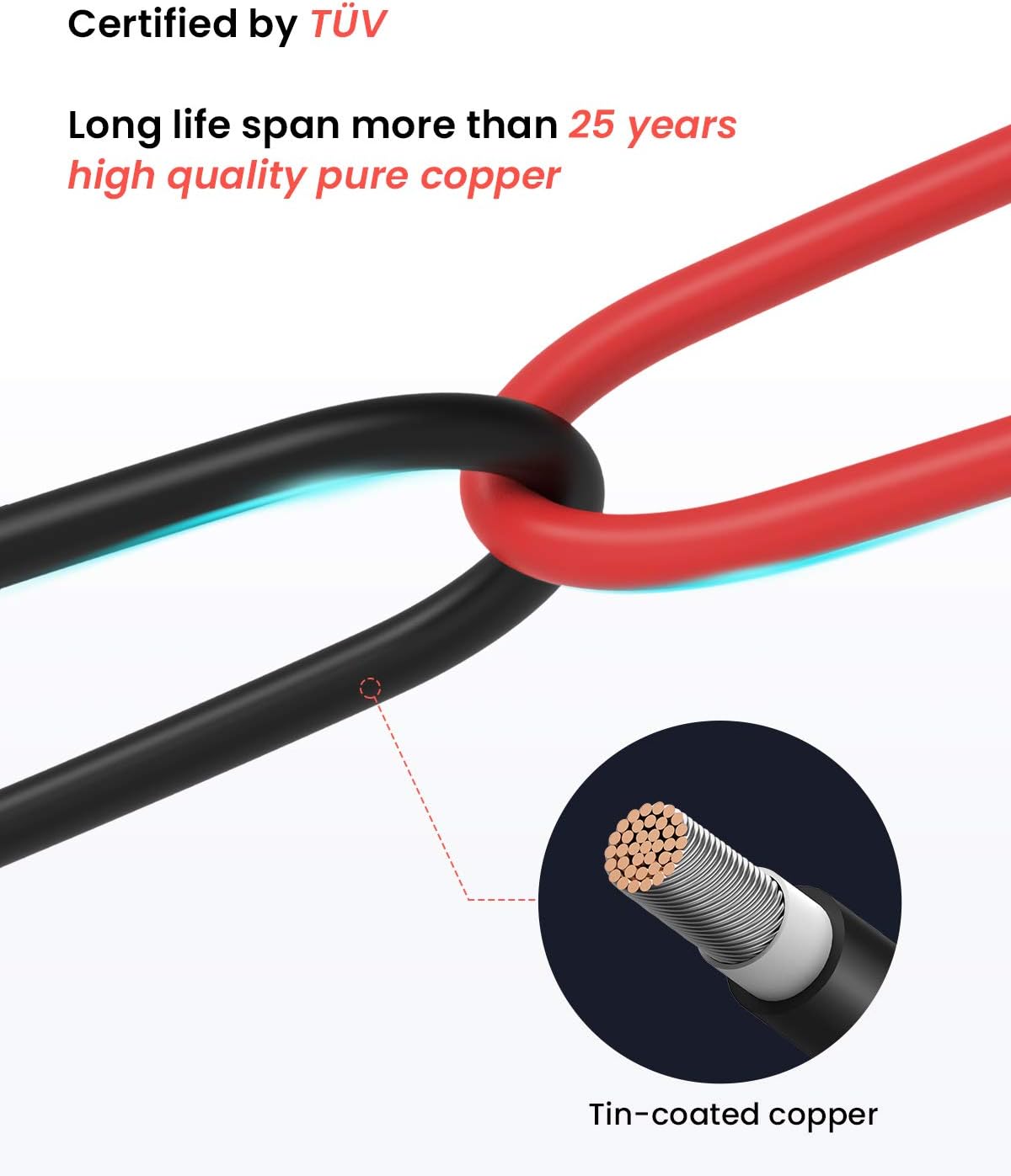 40 Feet 10AWG Solar Extension Cable with Connectors P5553