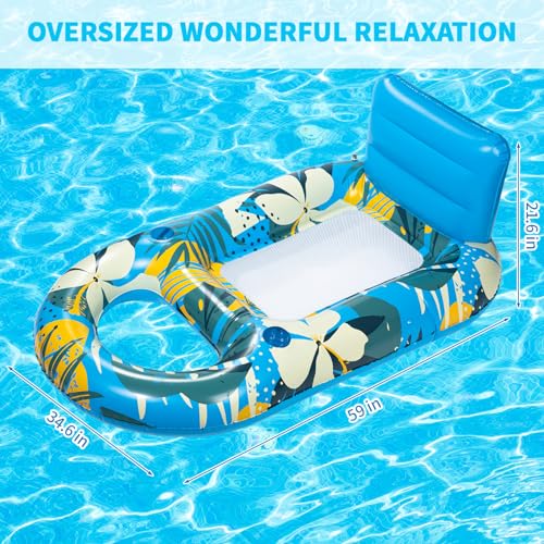 Heavy Duty Inflatable Pool Float with Cup Holder Backrest O131