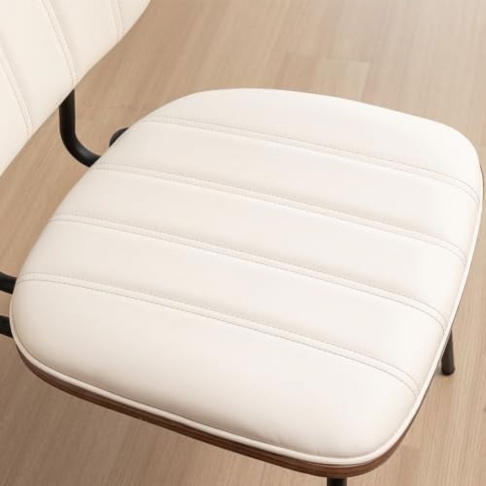 Faux Leather Walnut Dining Chairs with Ergonomic Backrest Upholstered Seat Y9767