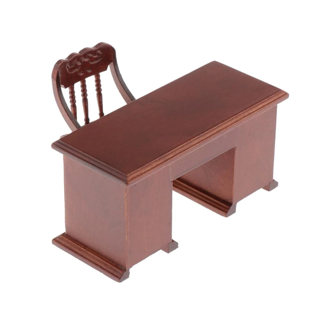 1:12 Scale Wooden Dollhouse Writing Desk and Chair Model C921112