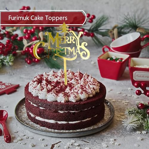9 Pcs Gold Acrylic Christmas Cake Topper O37325