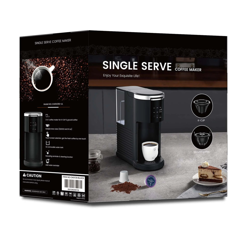2-in-1 Single Serve Coffee Maker, Black F67659