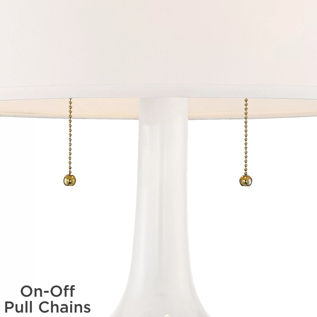 Table Lamp with White Floral Ceramic Drum Shade Q7660