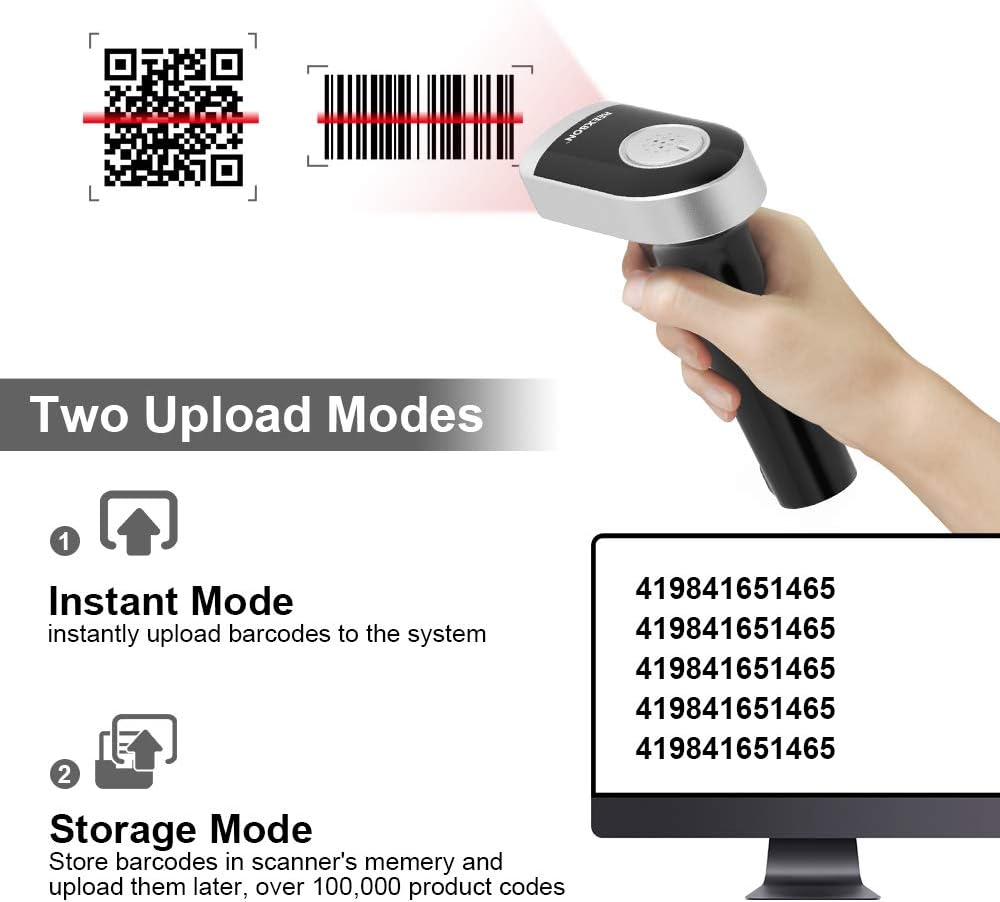 Wireless and Wired Handheld Barcode Scanner with Stand, Pack of 2 Y864