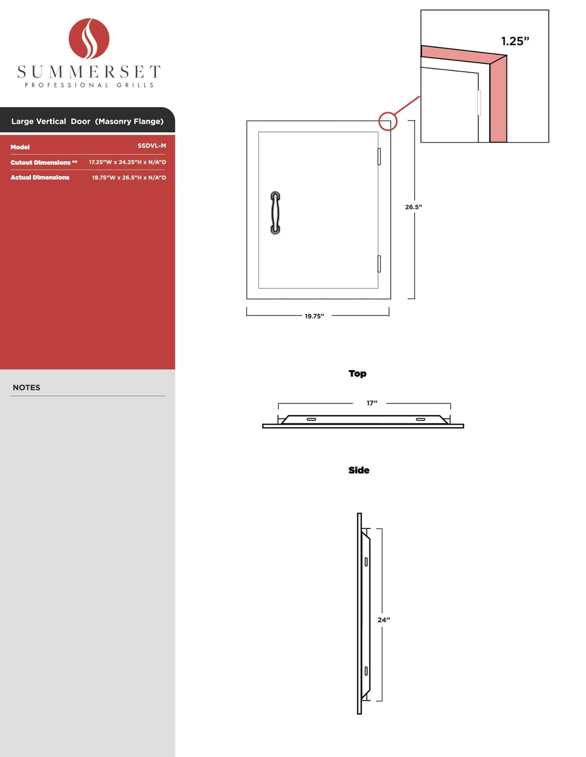 20 x 27 inch Stainless Steel Vertical Access Door with Masonry Frame V803128