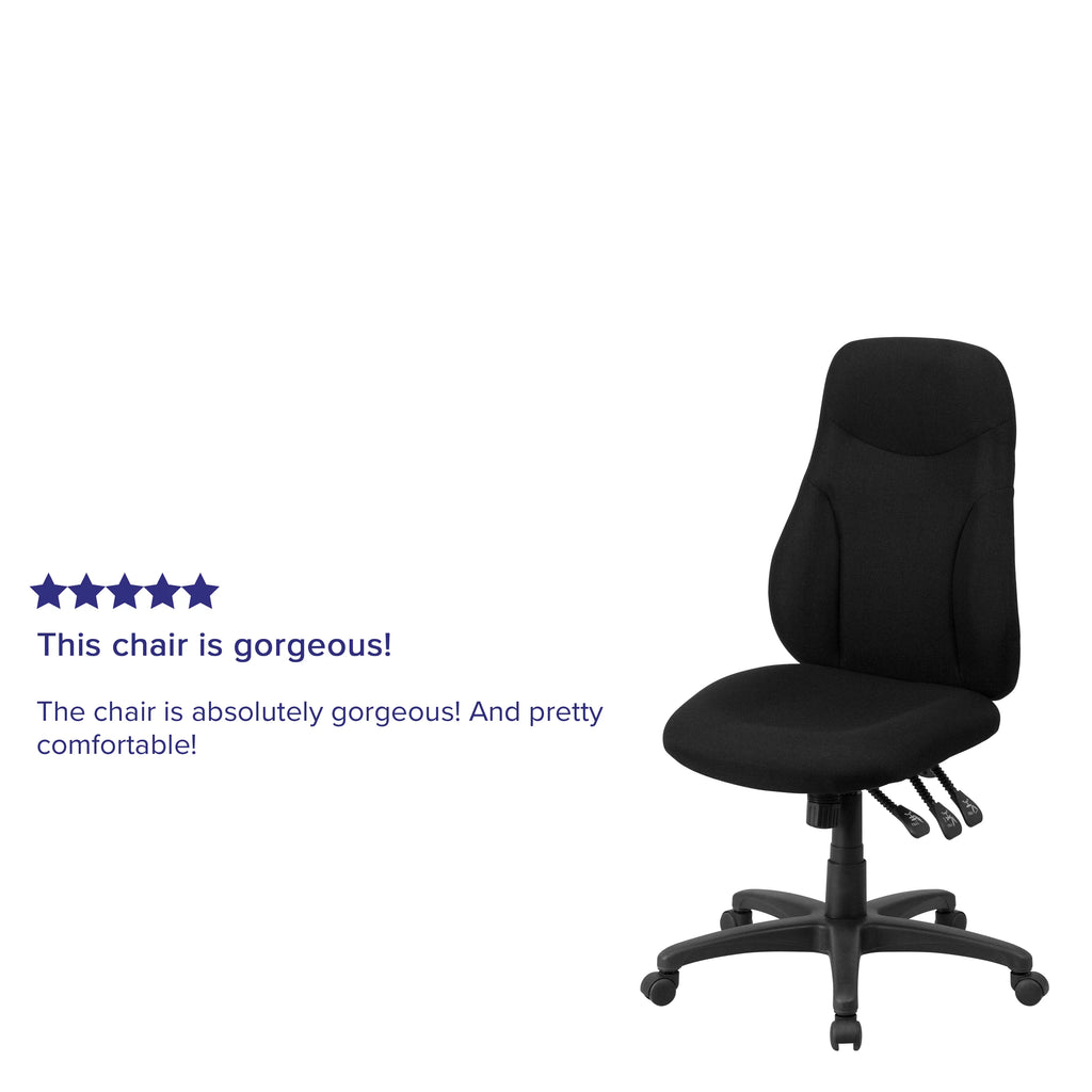 Black Fabric High Back Ergonomic Task Office Chair M3704
