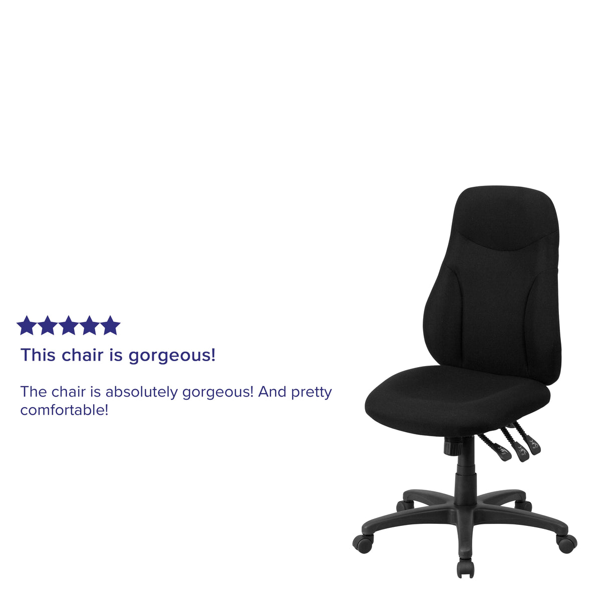 Black Fabric High Back Ergonomic Task Office Chair M3704