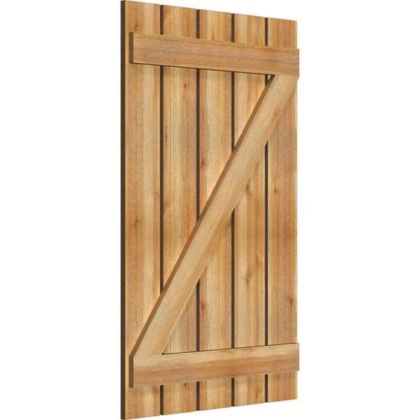 Spaced Board-n-Batten Shutters with Z-Bar, Rough Sawn Western Red Cedar H840
