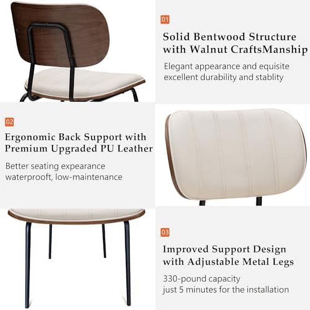 Faux Leather Walnut Dining Chairs with Ergonomic Backrest Upholstered Seat Y9767