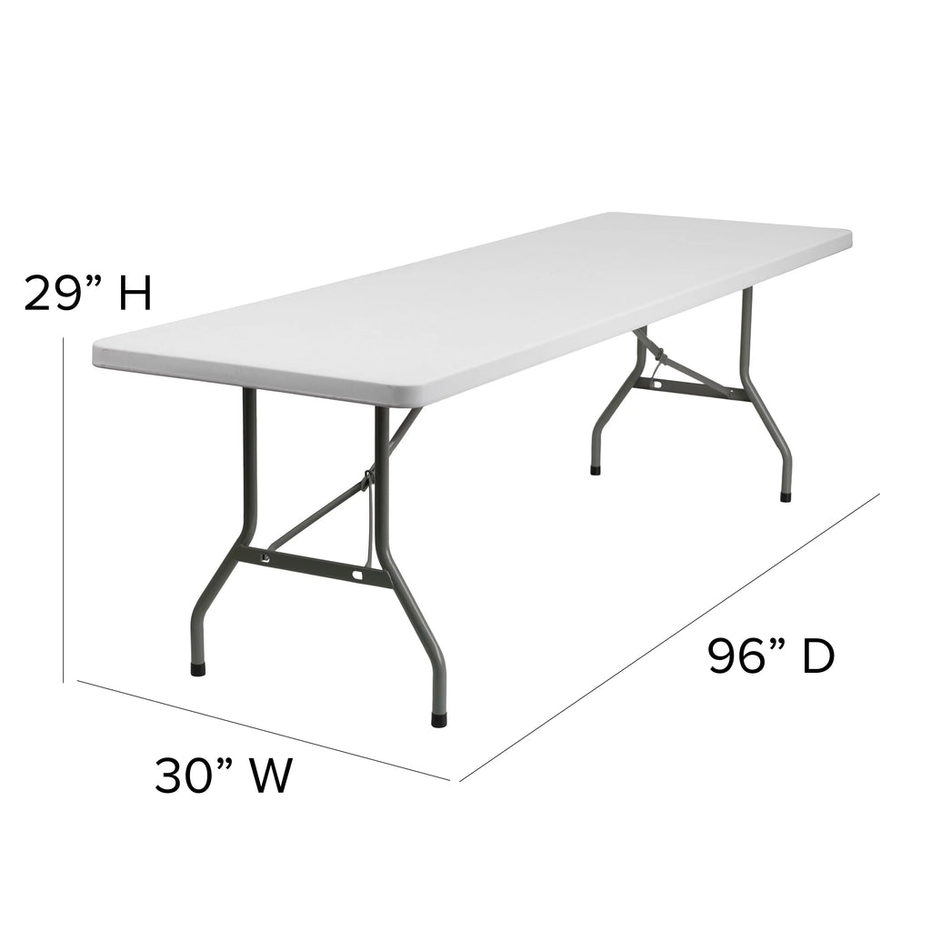 8-Foot Granite White Plastic Folding Table U8358