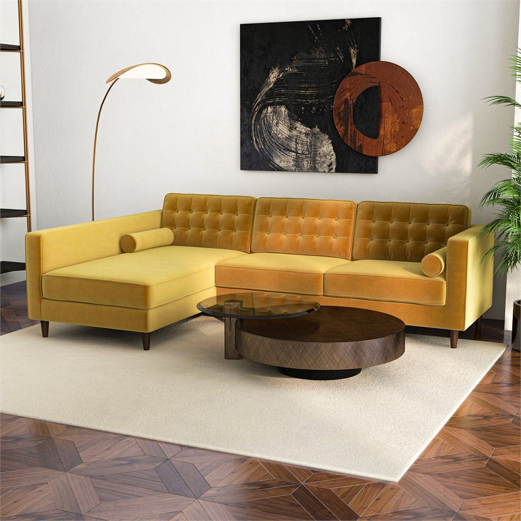 Gold Velvet Left-Facing Sectional I66061