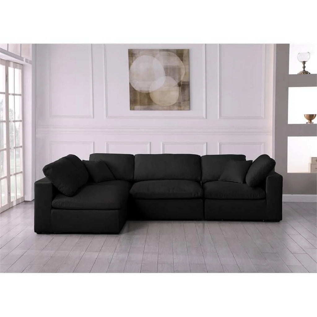 Black Linen Fabric Modular Sectional L604300