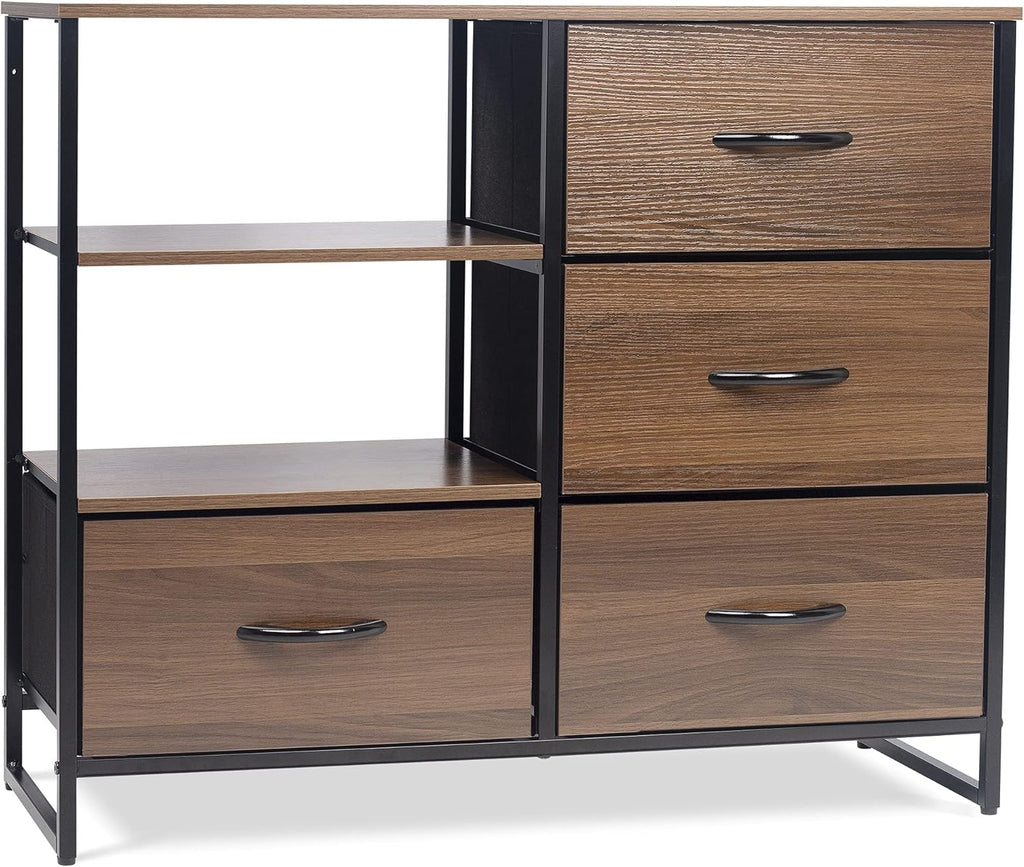 Dark Gray 8 Drawer Fabric Dresser with Wooden Top T28459