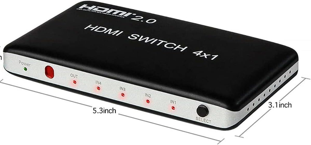 4 Port HDMI Switch HDMI2.0 4K@60Hz with IR Wireless Remote Control, Pack of 2 O43823