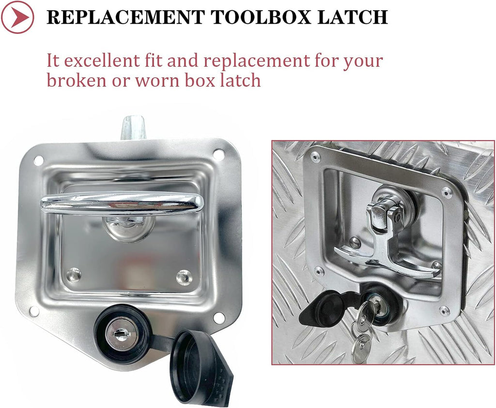 2 Pcs Stainless Steel Tool Box Latch T Handle Latches with Lock Q44389