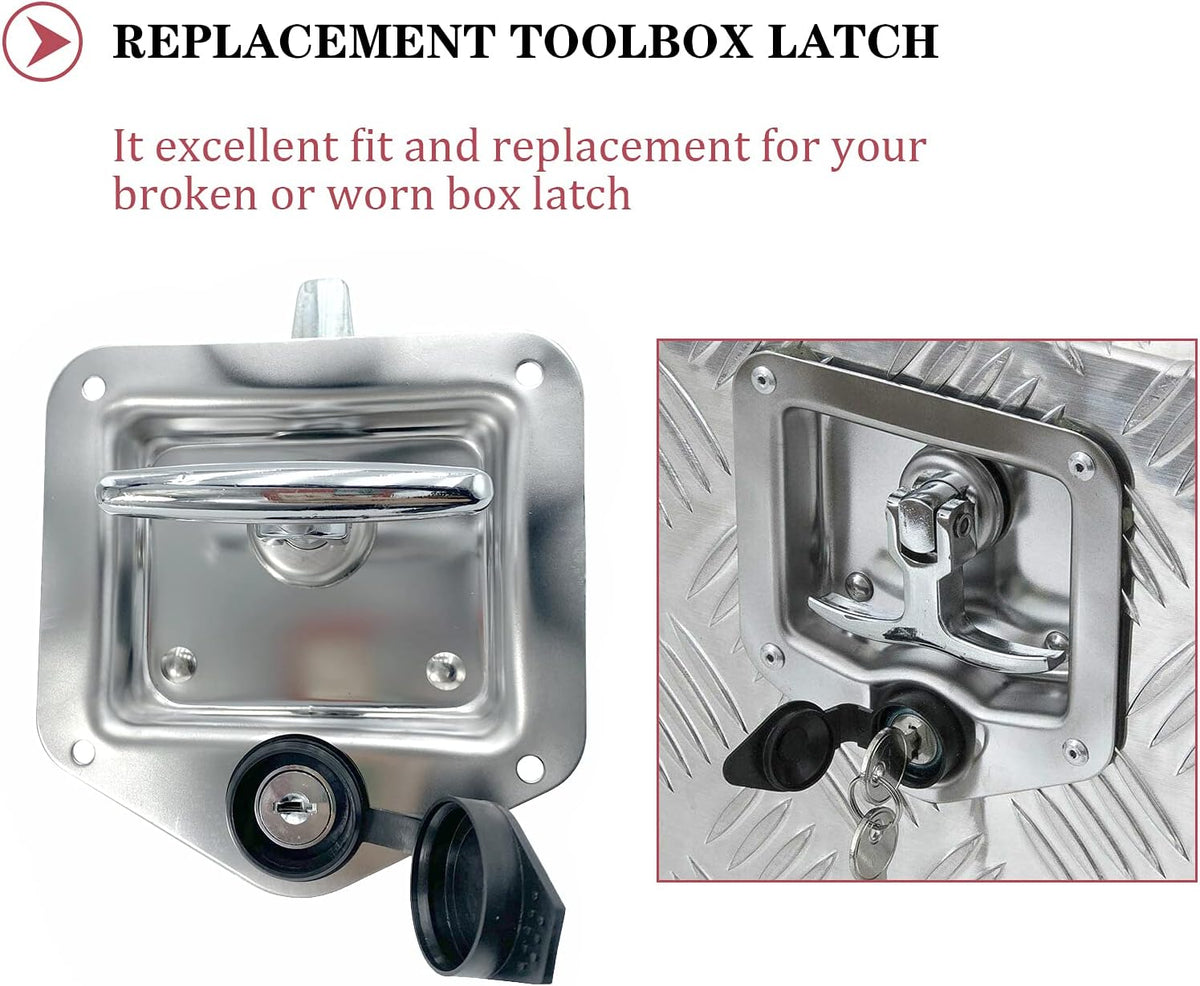 2 Pcs Stainless Steel Tool Box Latch T Handle Latches with Lock Q44389