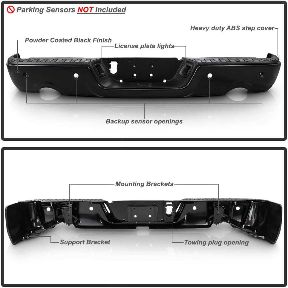 Black Steel Rear Step Bumper W383