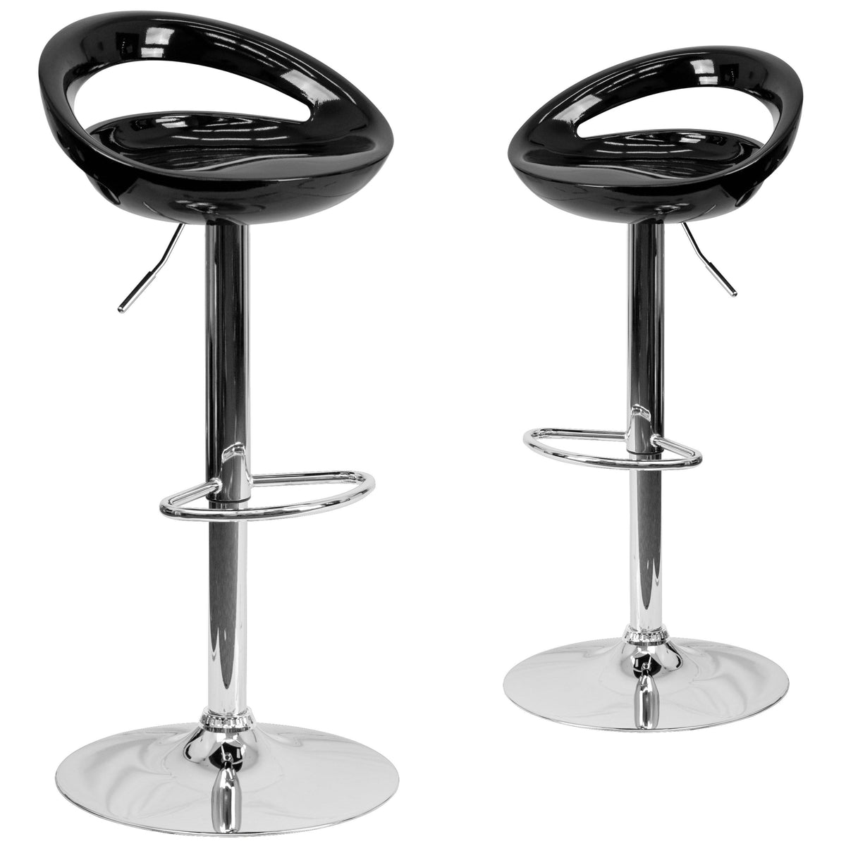 2 Pk Blue Plastic Adjustable Height Barstool with Chrome Base A9885
