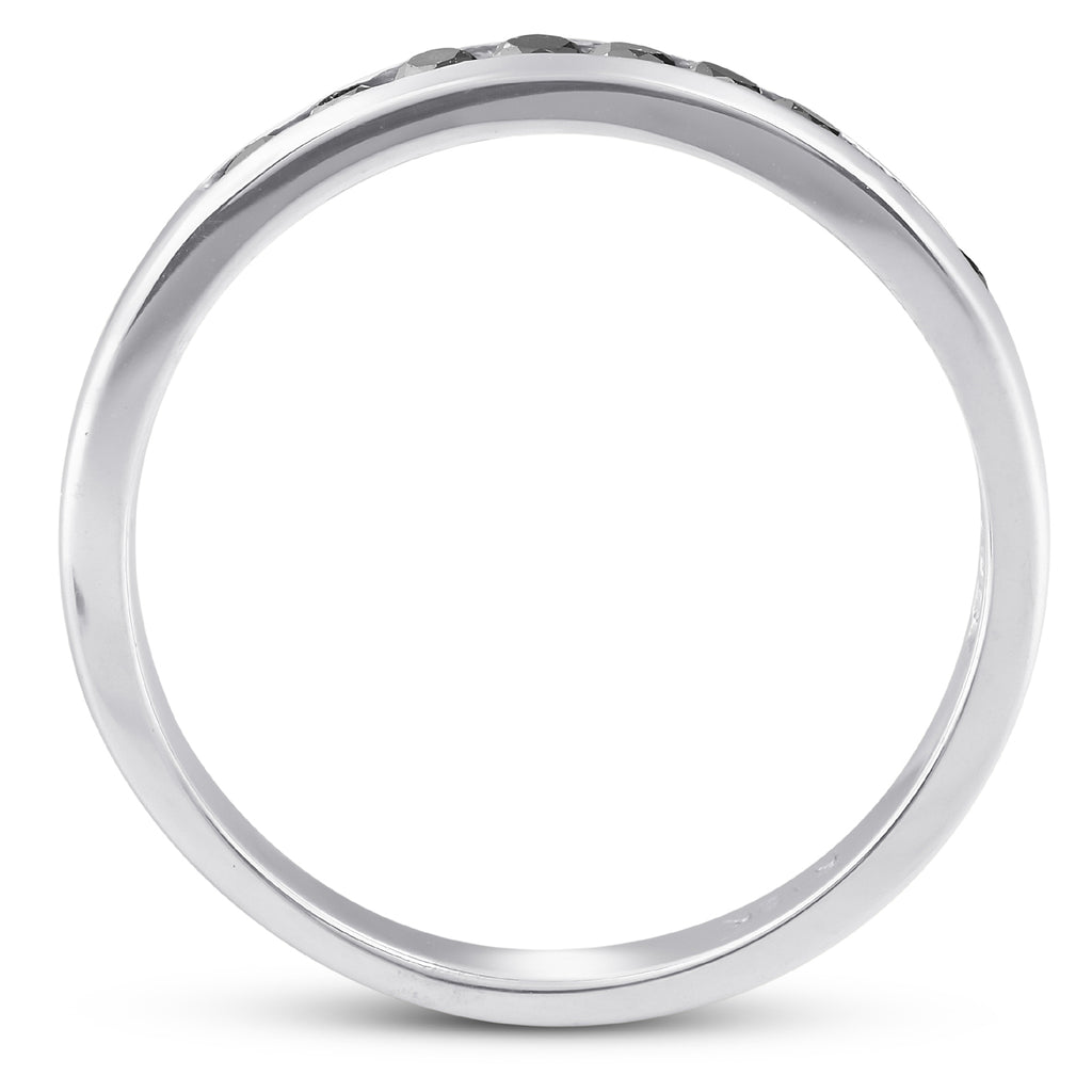 Black Diamond Channel Set Wedding Ring 10k White Gold Z439612