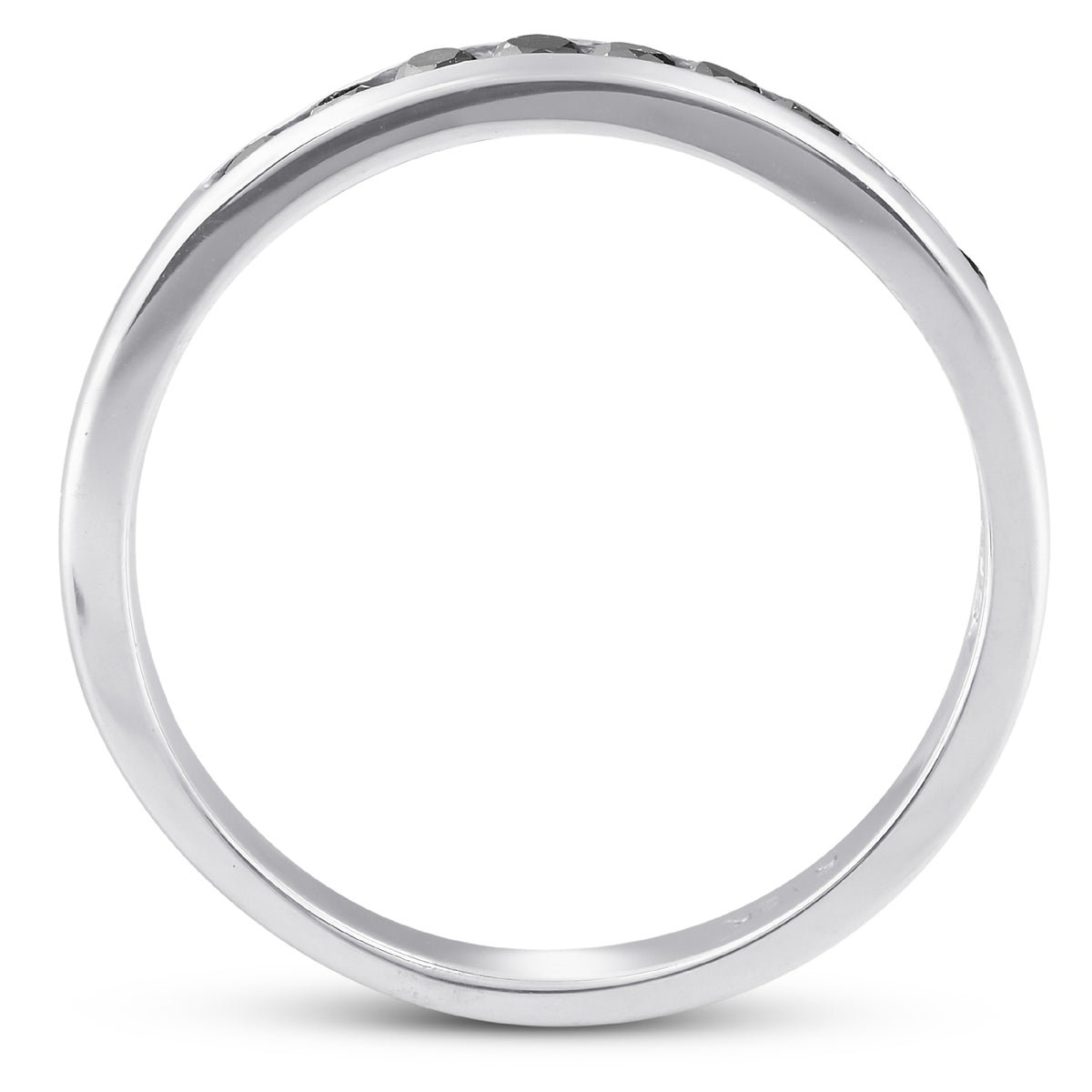 Black Diamond Channel Set Wedding Ring 10k White Gold Z439612