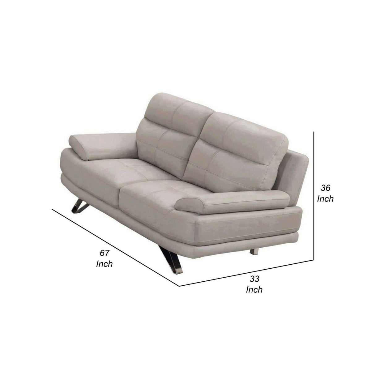 Light Gray Leather Loveseat O858415