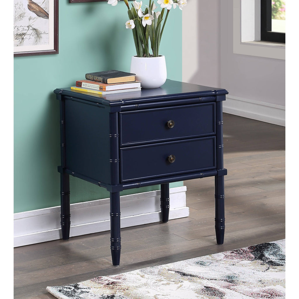 2-Drawer Bamboo Carved Nightstand R17776