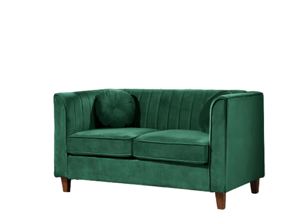 Green Velvet Rolled Arm Loveseat B374078