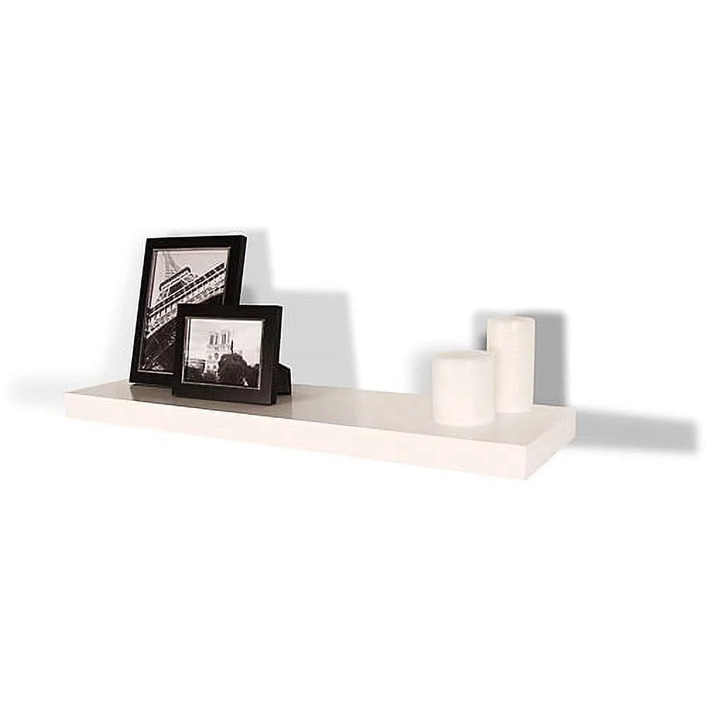White Square Edge Hidden Bracket Wall Shelf Y6407