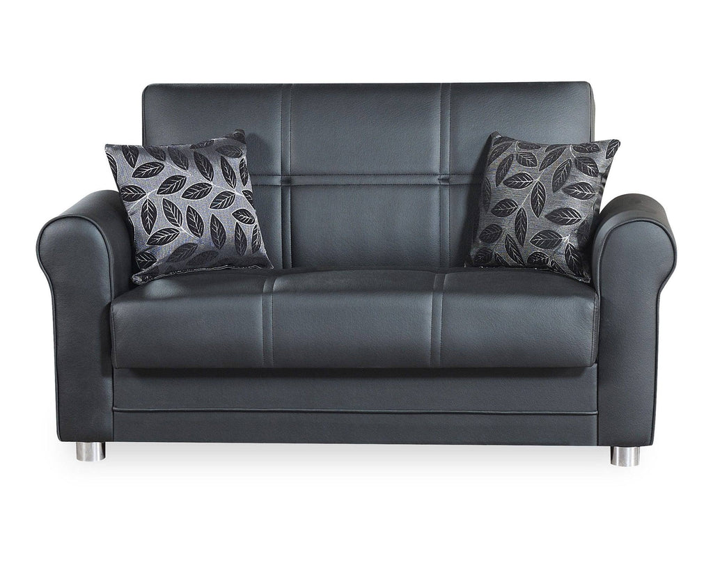 Zen Black Leatherette Loveseat W519
