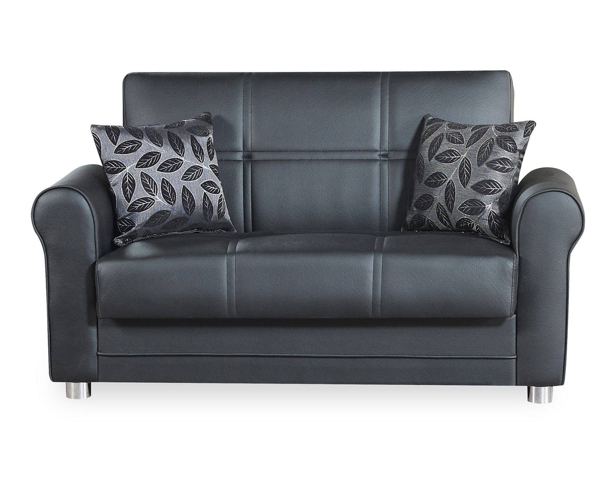 Zen Black Leatherette Loveseat W519