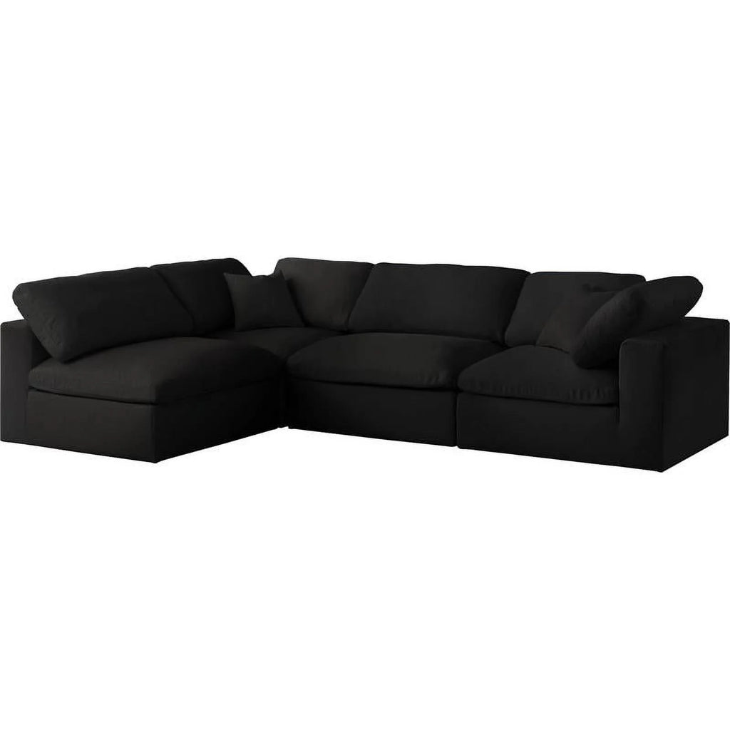Black Linen Fabric Modular Sectional L604300