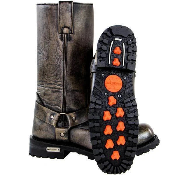 Distressed Brown Motorcycle Leather Boots T753