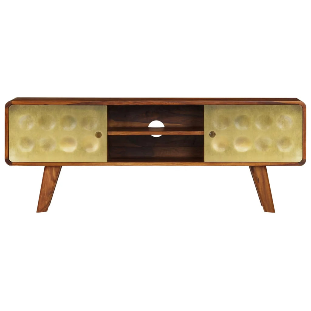 Sheesham Wood TV Stand with Storage Shelves D9749