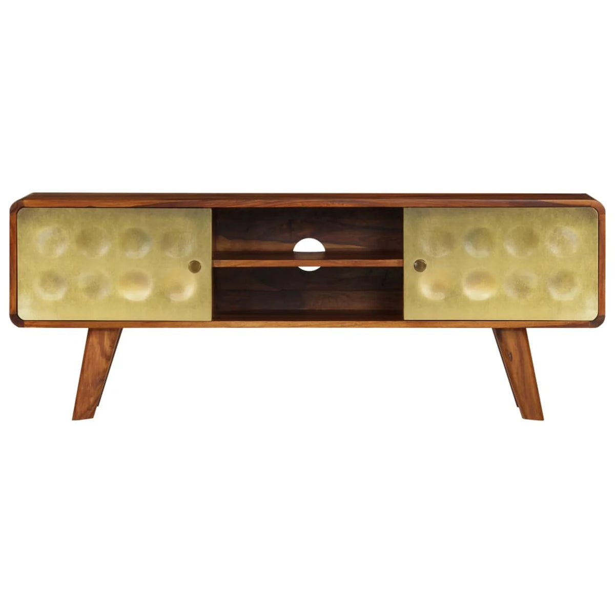 Sheesham Wood TV Stand with Storage Shelves D9749