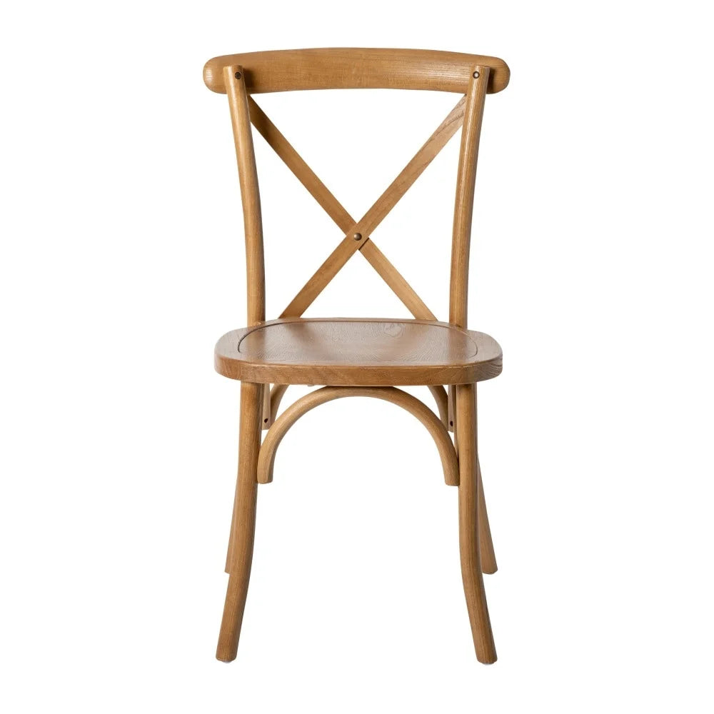 2 Pack Stackable Wood Cross Back Chair Pecan Wood Finish E66684