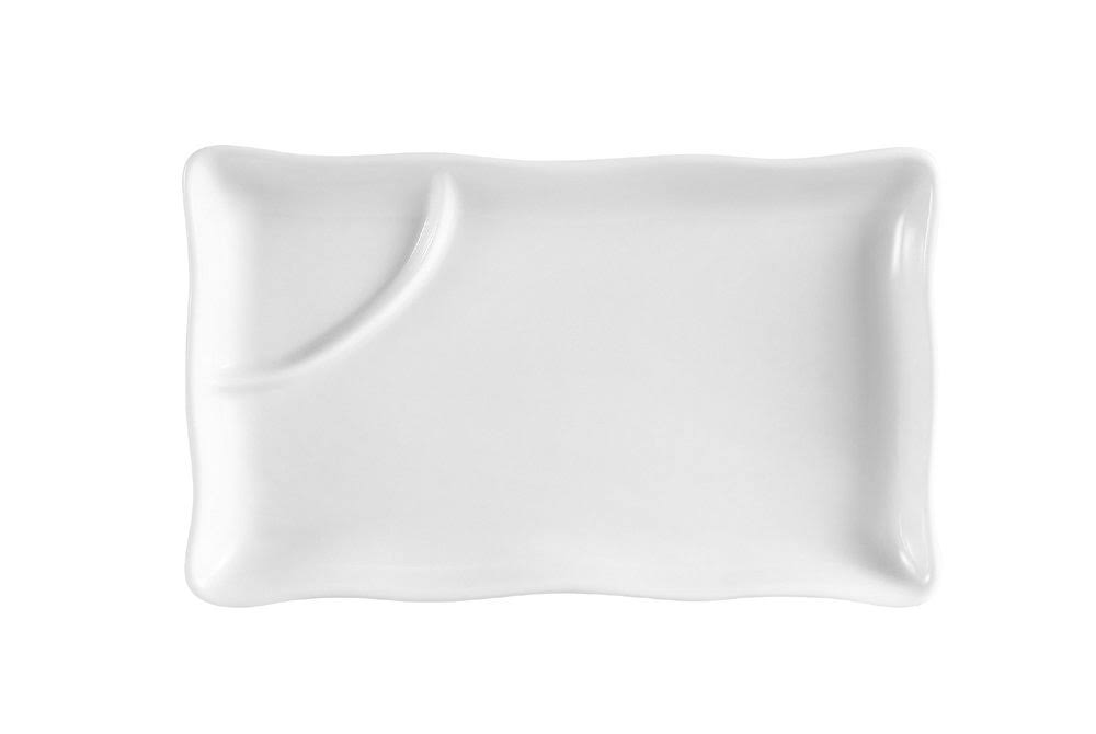 Rolled Edge Rectangular Divided Sauce Dish 12in. x 7-1/2in. R25642