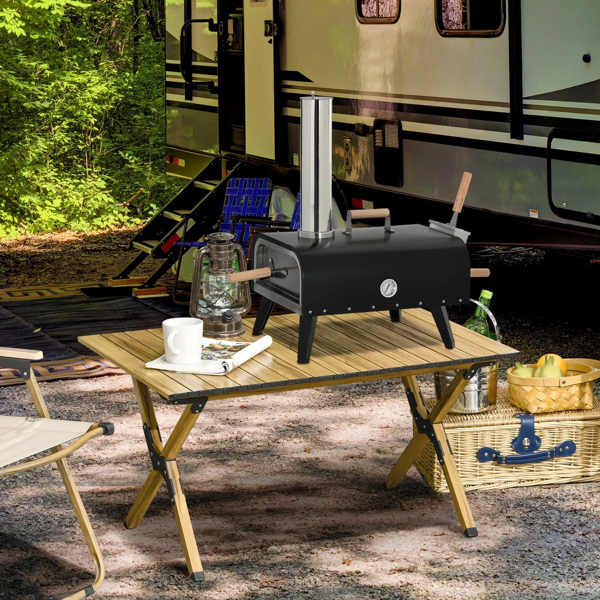 Outdoor Wood Fired Pizza Oven with Stone T638986