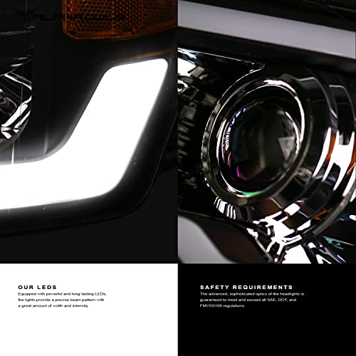 Black Amber Crystal Headlights With LED Light Bar Q515
