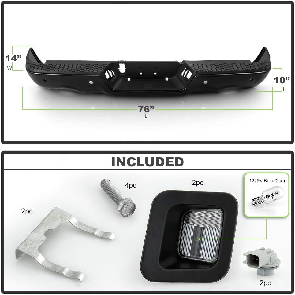 Black Steel Rear Step Bumper W383