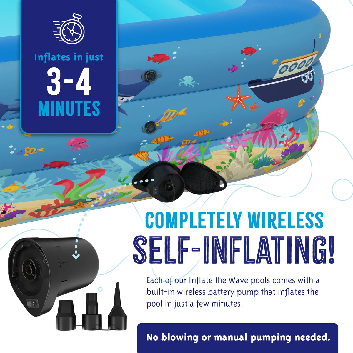 Inflatable Swimming Pool with Built-in Air Pump Pink Large A425786