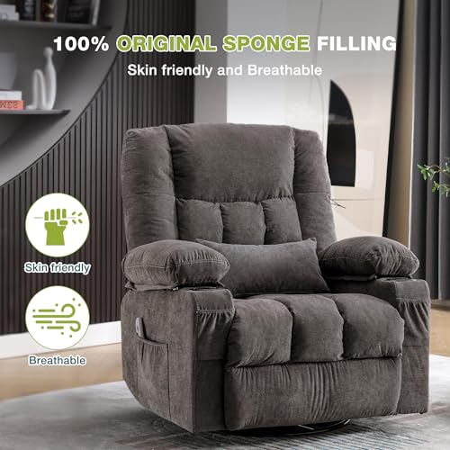 Oversized Swivel Rocker Recliner Chair with Massage and Heat P1279